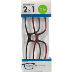 Occhiali da lettura polinelli living pr14-a +250 nero/roso 2pz
