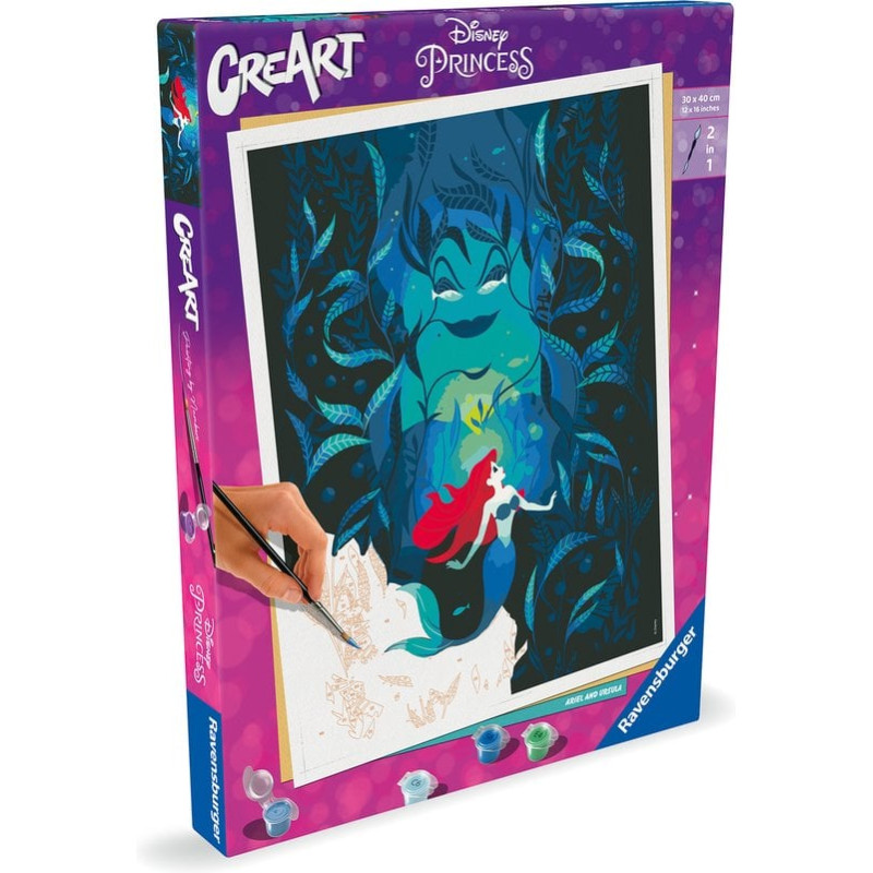 Gioco creativo ravensburger creart disney princess ariel/ursula 30x40cm