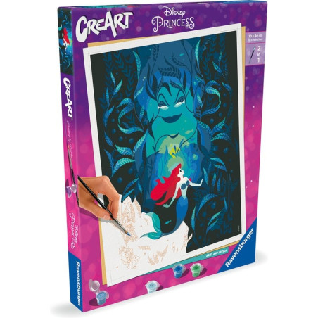 Gioco creativo ravensburger creart disney princess ariel/ursula 30x40cm