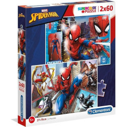 Puzzle clementoni supercolor spiderman 2x60pz multicolore [21608]