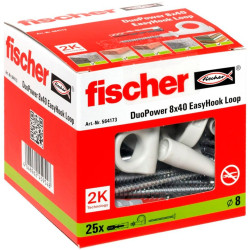 Tasselli fischer duopower easyhook 8x40 bianco 25pz [564173]