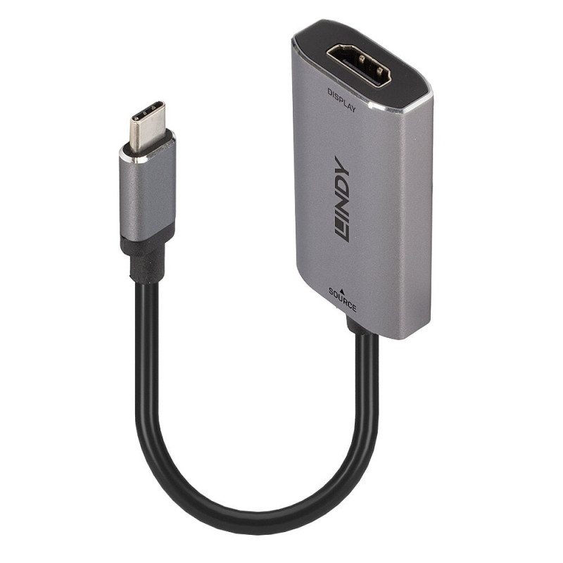 Adattatore video lindy usb-c hdmi maschio/femmina nero/grigio