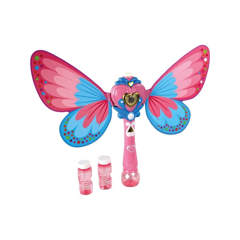 Giocattolo pustefix bacchetta magica farfalla bolle di sapone multicolore