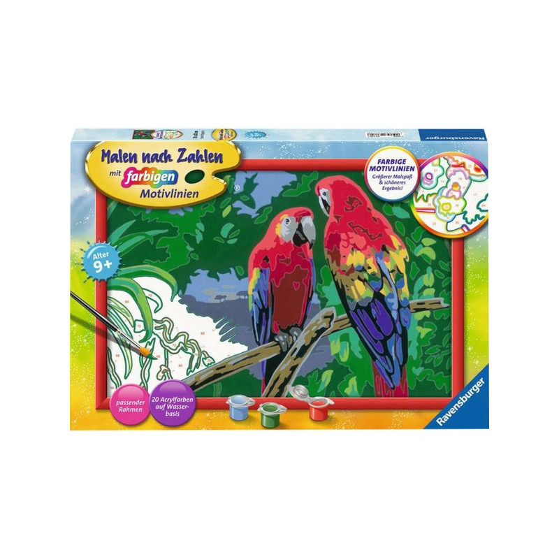 Gioco creativo pittura ravensburger dipinge con i numeri pappagalli