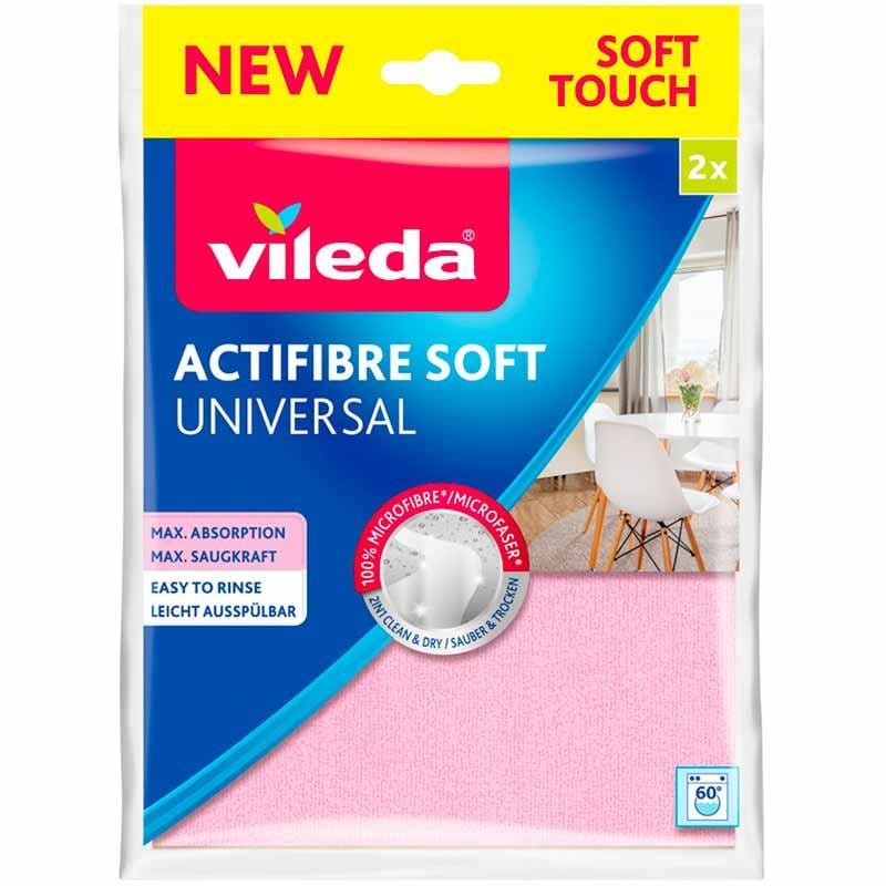 Panno multiuso vileda actifibre soft universale soft 2pz rosa [171813]