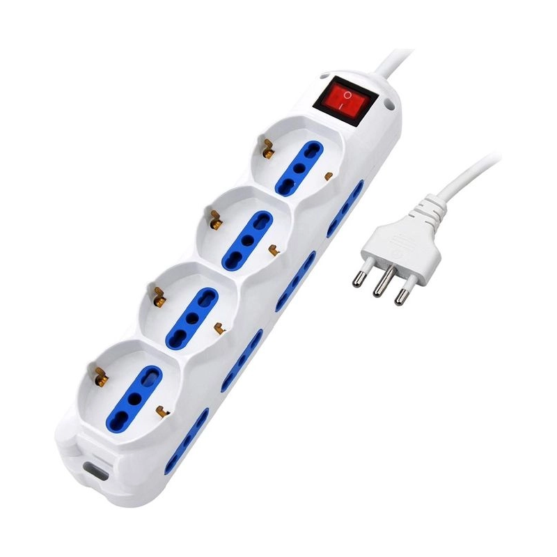 Multipresa atlantis land 12 posti 4 schuko con cavo 1.5m 3500w 16a