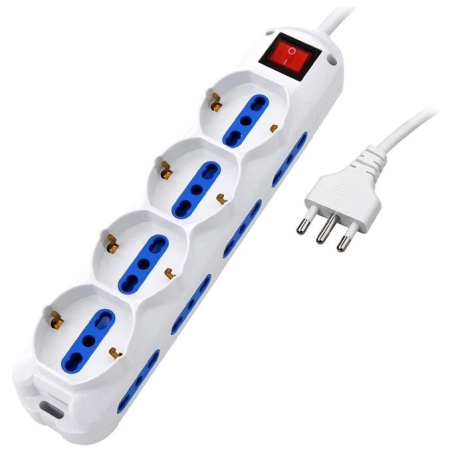 Multipresa atlantis land 12 posti 4 schuko con cavo 1.5m 3500w 16a