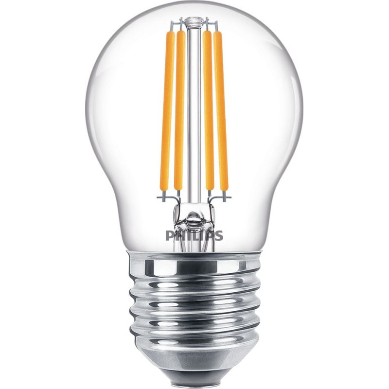 Lampadina led philips classic p45 e27 6.5w 806lm trasparente