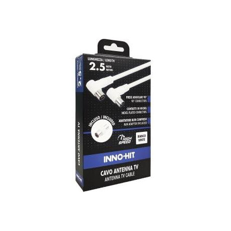 Cavo antenna inno-hit m/f spina 90 gradi 2.5m bianco [ih-e90250]