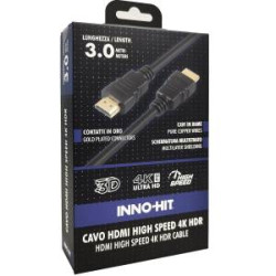 Cavo hdmi inno-hit high-speed 4k hdr 60hz 3m nero [ih-hdmi30l]
