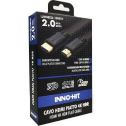 Cavo hdmi inno-hit piatto 4k hdr 2m nero [ih-hdmif]