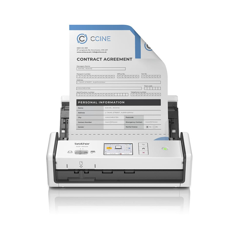 Scanner brother a4 per documenti ufficio fronte/retro bianco [ads1800wun1]