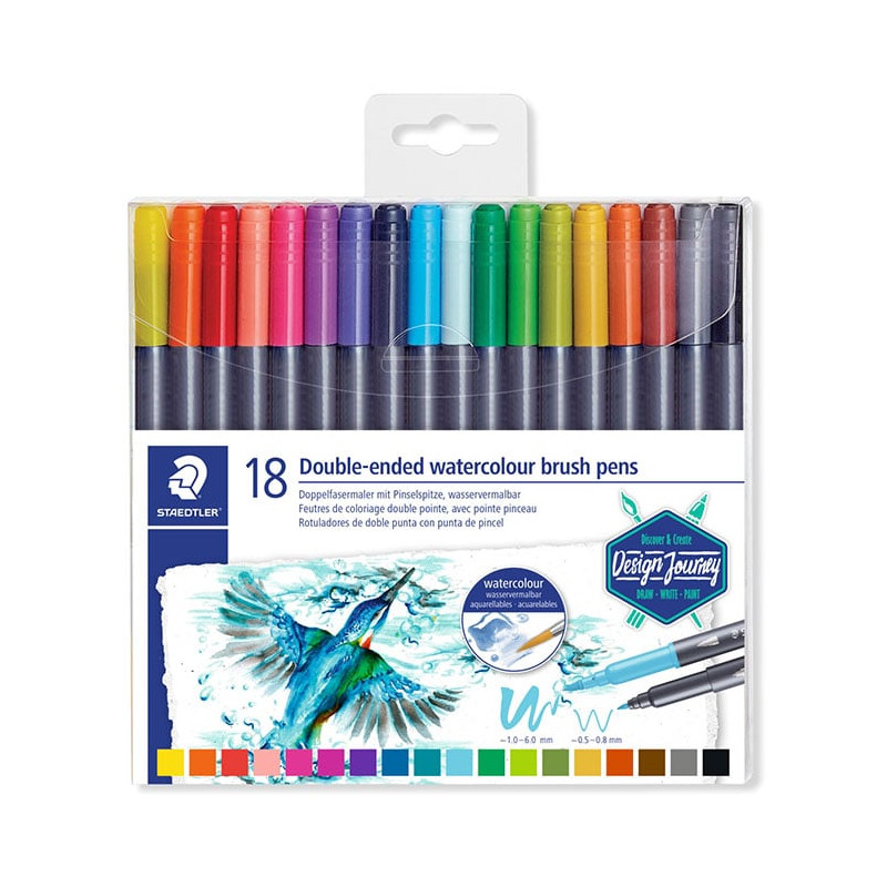 Set di pennarelli staedtler a doppia punta multicolore 18pz [3001