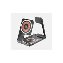 Supporto di ricarica wireless duduu 3in1 15w comp.magsafe vetro alluminio