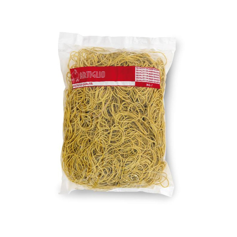 Elastici artiglio in gomma 80mm in busta 1kg giallo [5406]