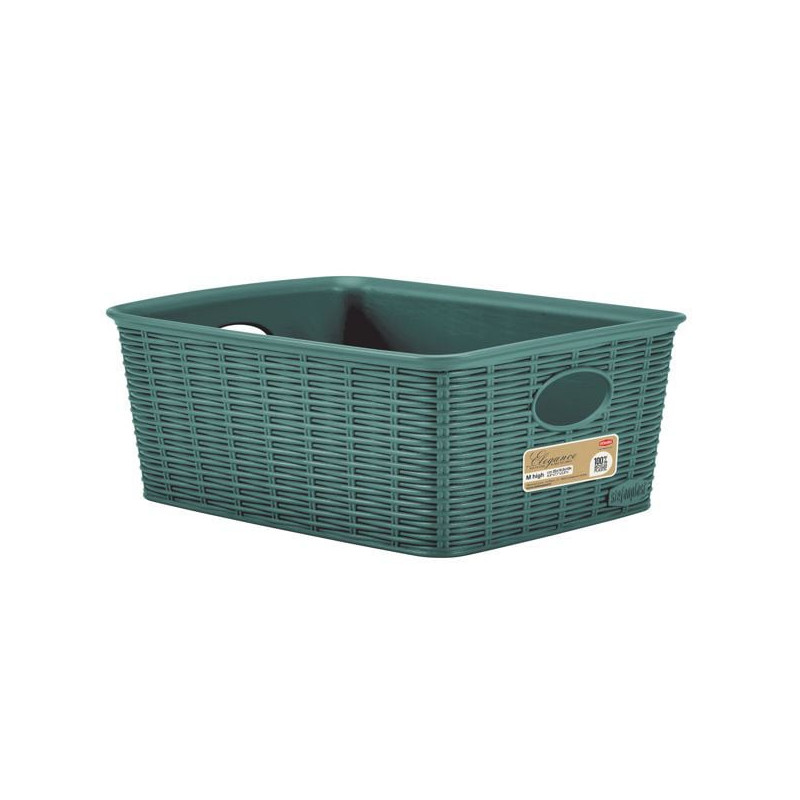 Cestino stefanplast elegance m alto 25x19,5xh10cm verde foresta [30989]