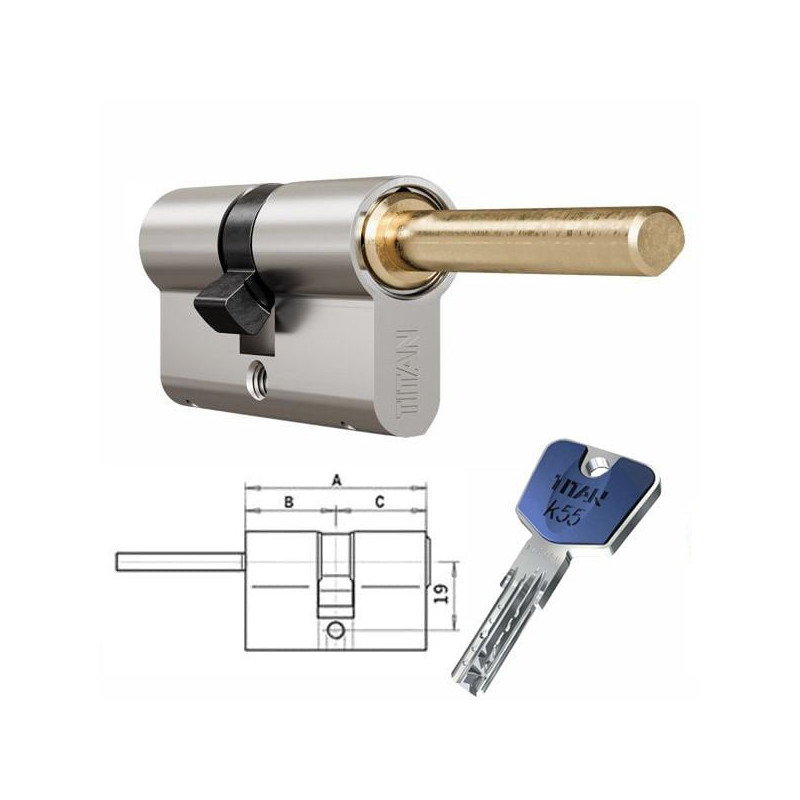 Cilindro dom titan k55-pr3530 infilare 65-35-30 ottone