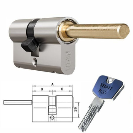 Cilindro dom titan k55-pr3530 infilare 65-35-30 ottone