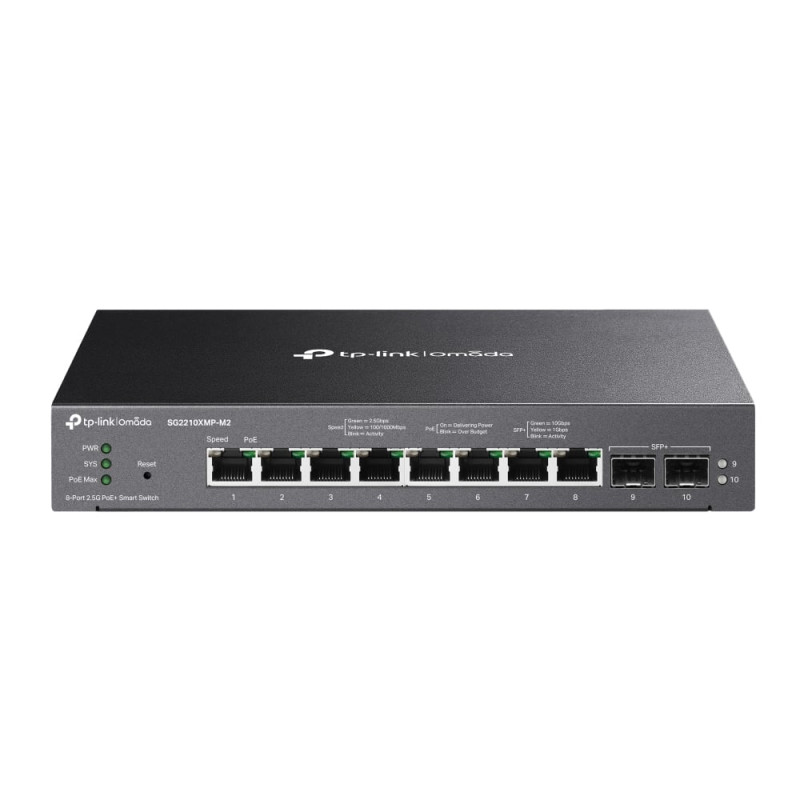 Switch tp-link omada sg2210xmp-m2 gestito, l2/l2+ 8xrj-45