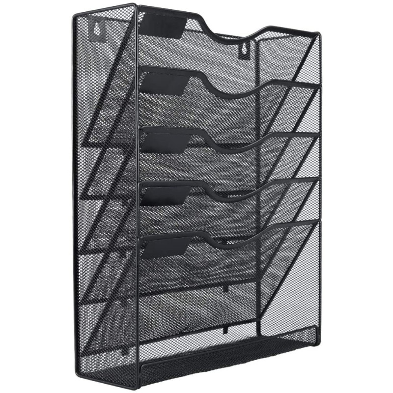 Organizer da parete techly 5 divisori a4 con mensola 32.5x10.5x40.5cm