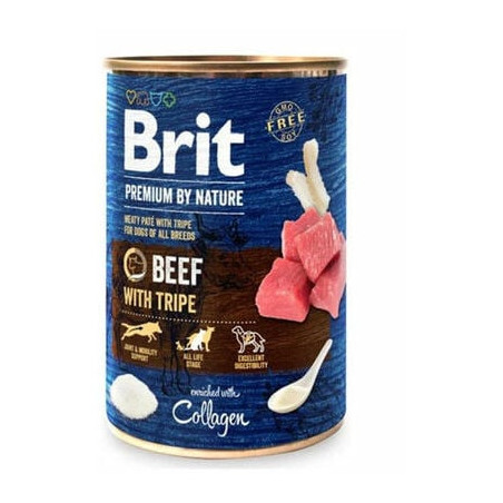 Mangime umido per cani brit premium by nature manzo con trippa 400g