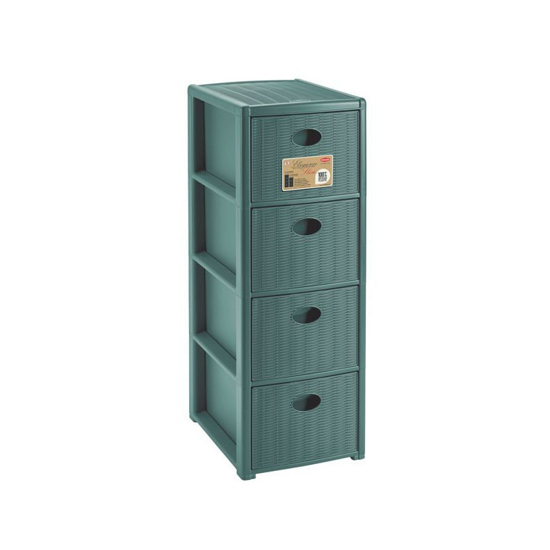 Cassetiera stefanplast elegance slim 4 cassetti 30x40x80h verde foresta