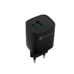 Alimentatore da rete natec ribera usb-a/usb-c 30w nero [nuc-2141]