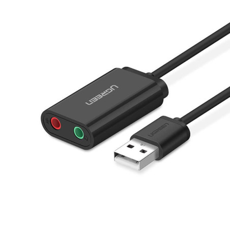 Adattatore ugreen usb 2.0 a suono 3.5mm cavo 0.15m nero [30724]