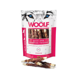 Mangime woolf snack twister di anatra e pelle grezza per cani 100g