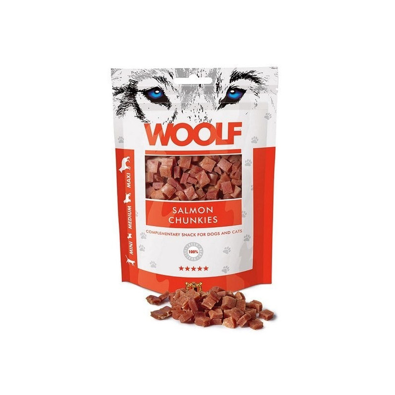 Mangime woolf bocconcini morbidi al salmone per cani 100g