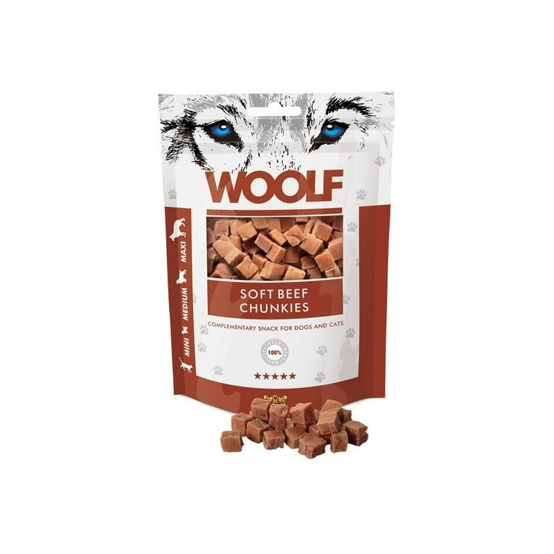 Mangime woolf bocconcini morbidi di manzo per cani 100g