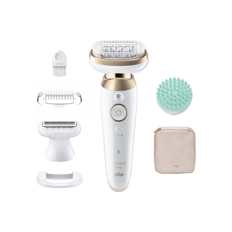 Epilatore silk-epil 9-071 3d 3-in-1 per corpo bianco/oro