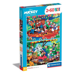 Puzzle clementoni supercolor - disney mickey & friends 2x60pz