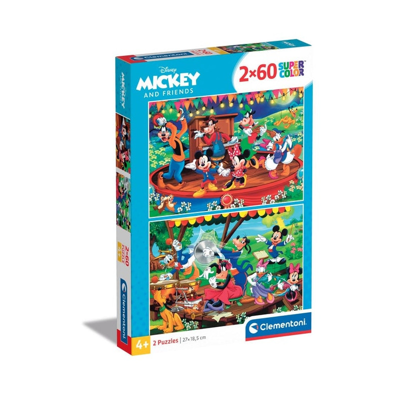 Puzzle clementoni supercolor - disney mickey & friends 2x60pz