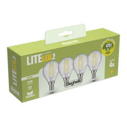 Lampadina led beghelli 58127 liteled e14 470lm 4w classe e bianco