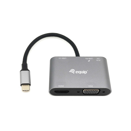Adattatore conceptronic usb-c 5in1 multifunzione grigio/nero