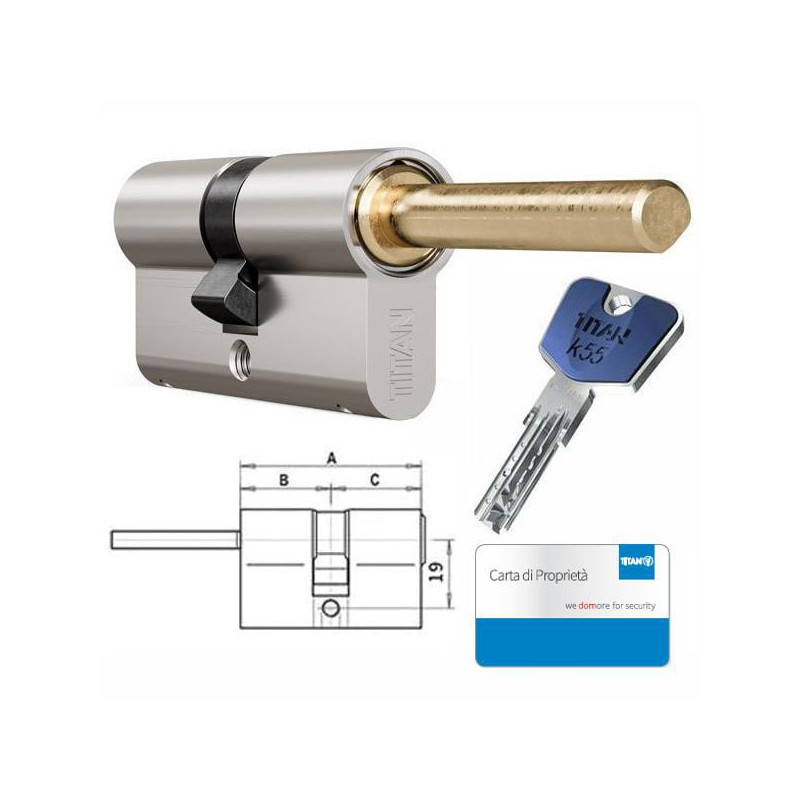 Cilindro ottone dom t200 simultaneo 2chiavi 6perni bumping/picking/antitrapano
