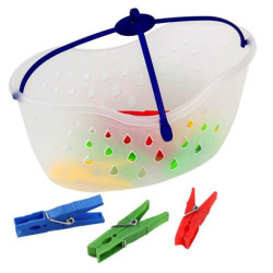 Cestino portamollette xtra 11346 con gancio e 24 mollette colori