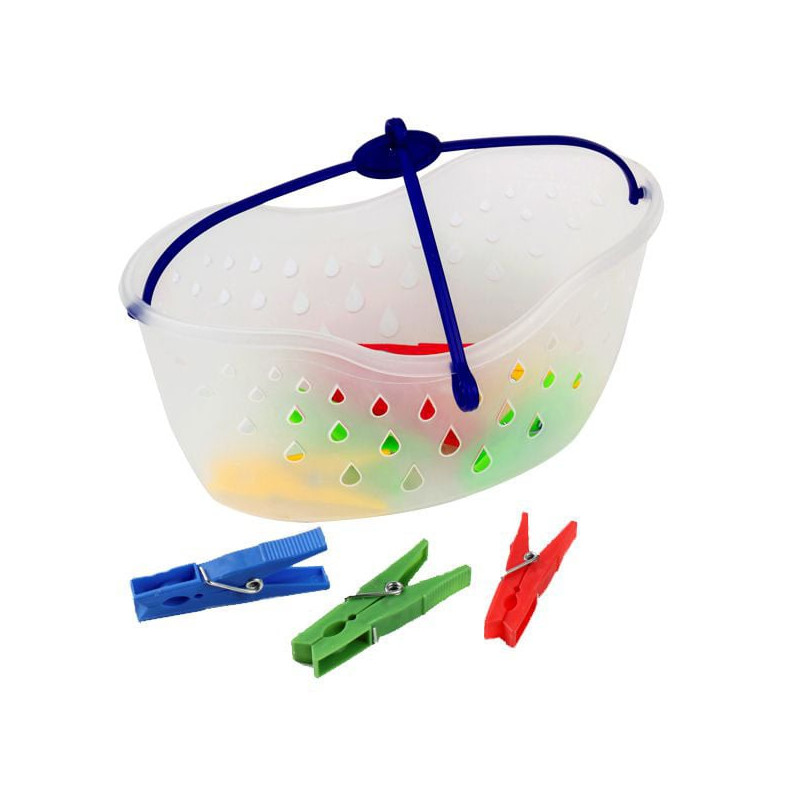 Cestino portamollette xtra 11346 con gancio e 24 mollette colori