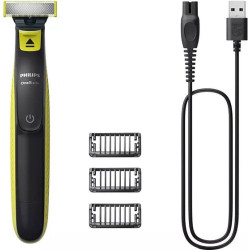 Rasoio a lamina philips norelco oneblade a batteria nero/lime [qp2724/10]