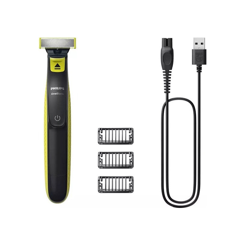 Rasoio a lamina philips norelco oneblade a batteria nero/lime [qp2724/10]