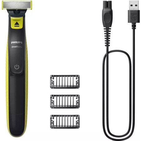 Rasoio a lamina philips norelco oneblade a batteria nero/lime [qp2724/10]