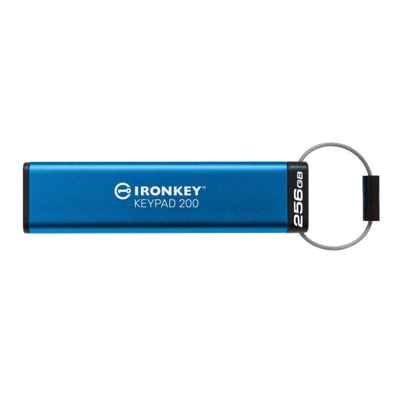 Pen drive 256gb kingston ironkey keypad 200 usb 3.2 tipo-a blu