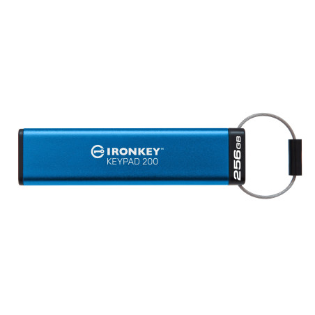 Pen drive 256gb kingston ironkey keypad 200 usb 3.2 tipo-a blu