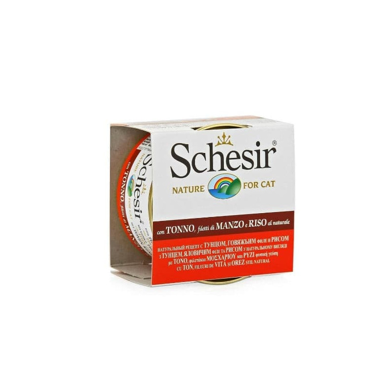Cibo umido agras pet foods schesir per gatti: tonno e filetti di