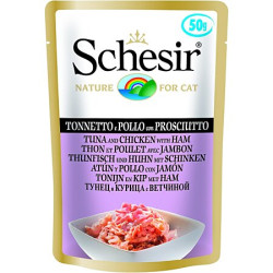 Cibo umido agras pet foods schesir per gatti: tonnetto e pollo con