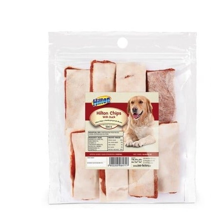 Cibo secco per cani hilton treat chips con anatra 500g