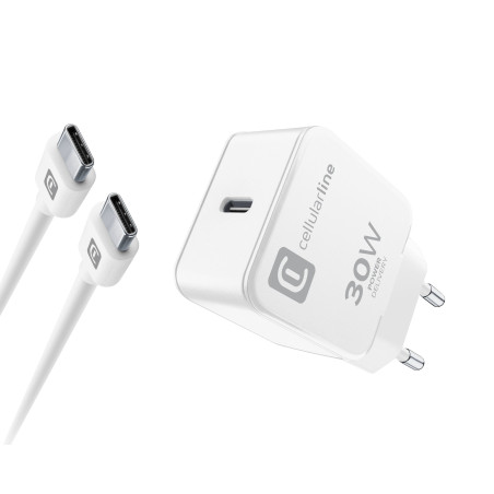 Caricabatterie da rete cellularline per iphone 15 30w cavo usb-c