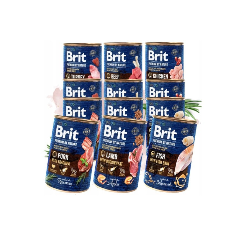 Cibo umido per cani brit premio per natura pesce con pelle di pesce