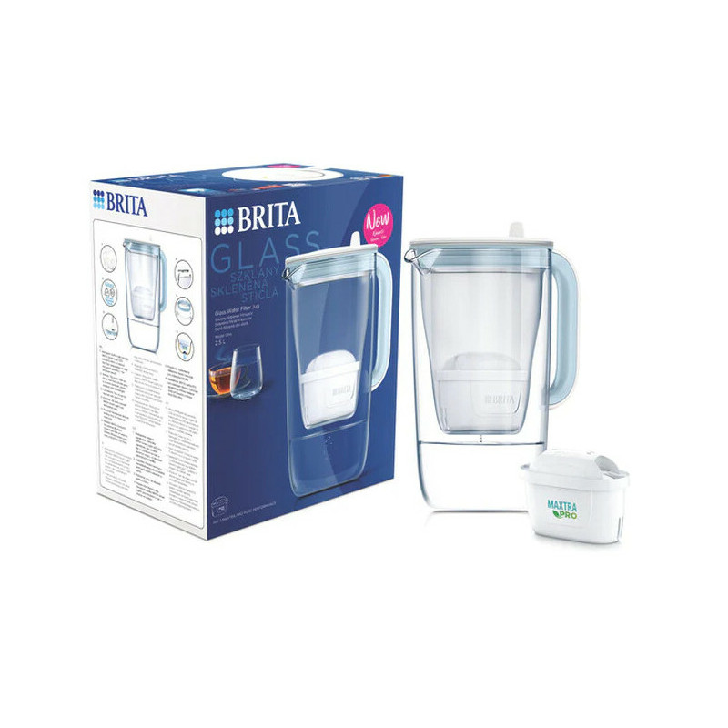 Caraffa filtrante brita filtro acqua da appoggio 2.5l blu/bianco